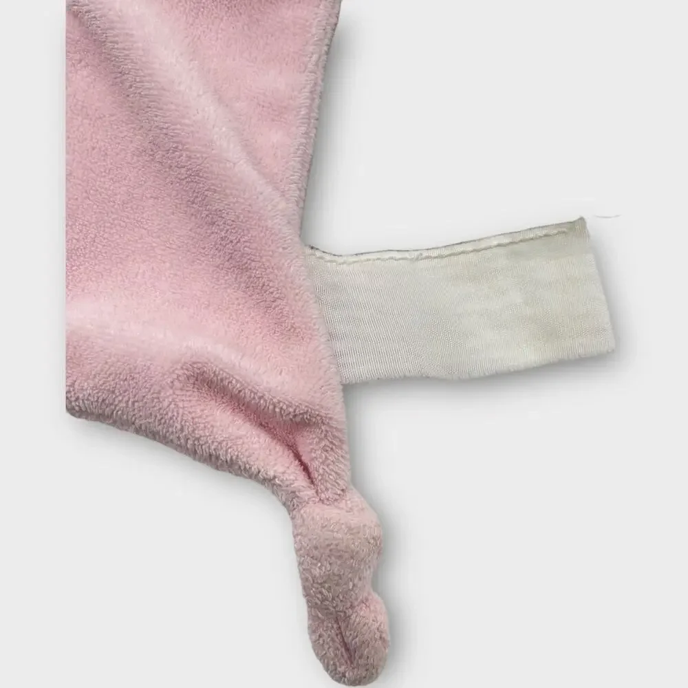 Stepping Stones Pink Bunny Baby Blanket Satin Heart Knotted Corner Lovey 10.5